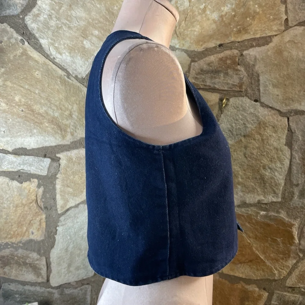 Vintage Handmade Denim Embroidered Vest 🌹 - Picture 7 of 8